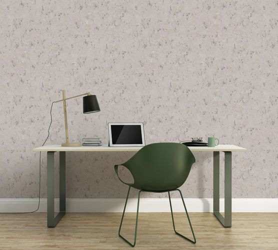 Non-woven wallpaper plaster look beige grey silver 39387-3