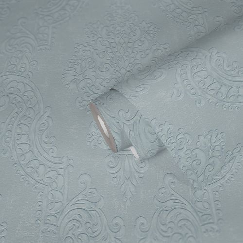 Non-woven wallpaper baroque light grey metallic 39765-3