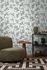 Non-woven wallpaper floral white green silver 39768-2 5