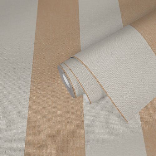 Non-woven wallpaper stripes texture yellow cream 3979-42