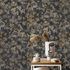 Non-woven wallpaper floral black grey yellow 10415-15 1