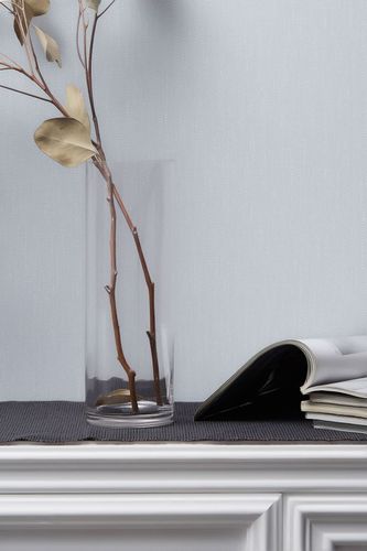 Non-woven wallpaper textile look plain blue cream 47609