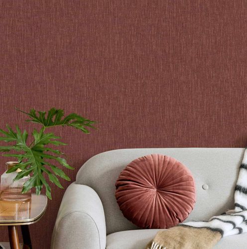 Non-woven wallpaper textile look plain dark red 47617