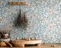 Non-woven wallpaper flowers tendrils blue orange 47627 4