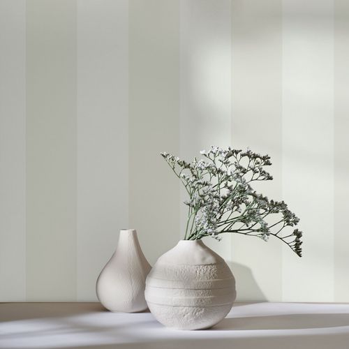 Non-woven wallpaper stripes textile look beige grey 47633