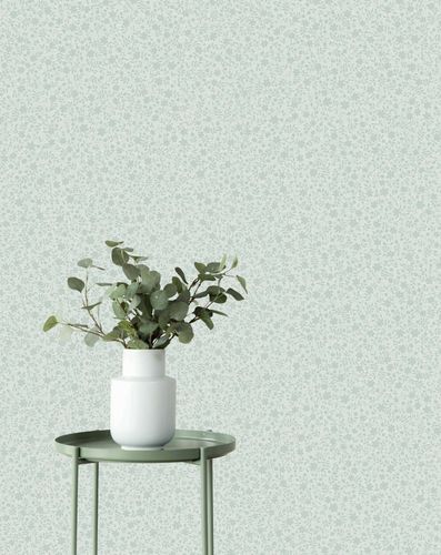 Non-woven wallpaper floral textile look green blue 47645