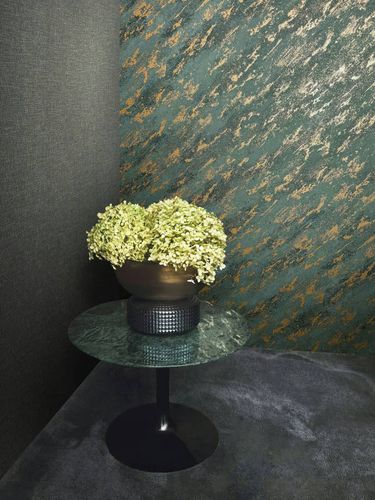 Non-woven wallpaper plaster look anthracite copper 86525