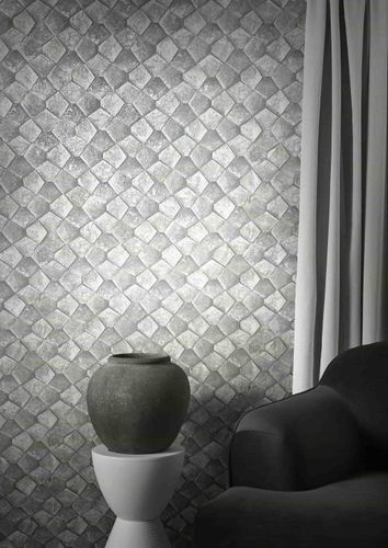 Non-woven wallpaper graphic mosaic grey gold 86528