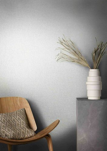 Non-woven wallpaper fabric look cream beige gloss 86534