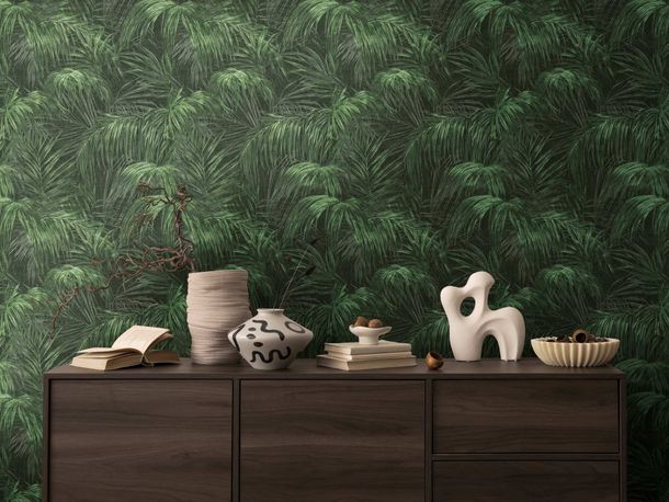 Designer wallpaper Michalsky leaves black green 39981-4