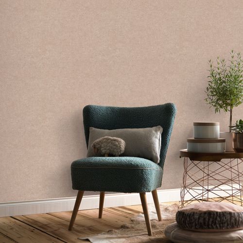 Non-woven wallpaper plain textile look beige 10430-25