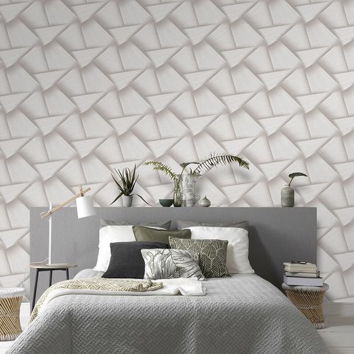 Non-woven wallpaper 3D look taupe cream metallic 10401-37