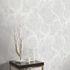 Non-woven wallpaper leaves white cream metallic 10402-01 1