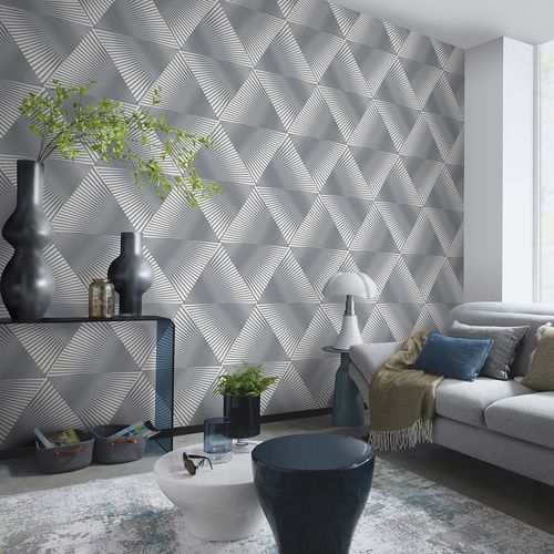 Non-woven wallpaper graphic grey silver metallic 10404-10