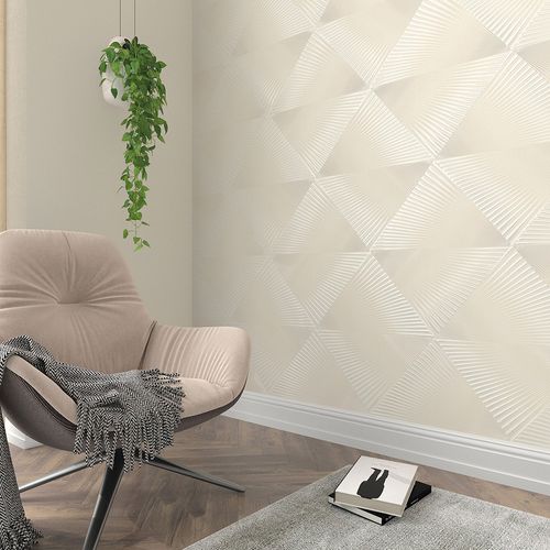 Non-woven wallpaper graphic cream metallic 10404-14