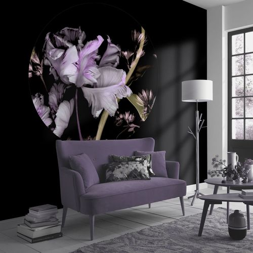 Wall mural round Guido Maria Kretschmer Floral black purple