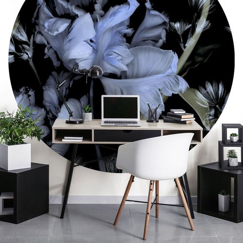 Wall mural round Guido Maria Kretschmer floral blue black