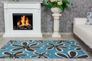 Woven carpet Milano flowers pattern blue gray carpet 3