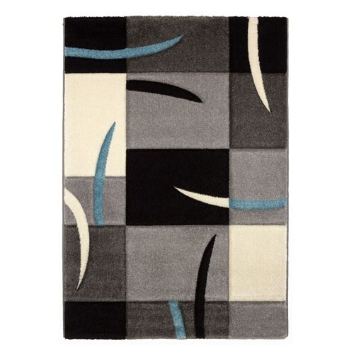 Carpet Florence graphic pattern gray turquoise woven carpet