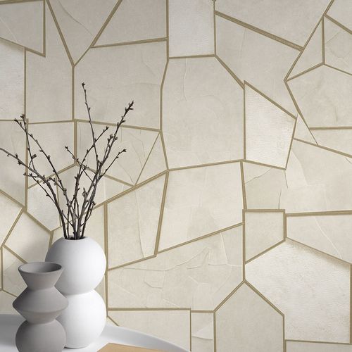 Non-woven wallpaper Elle tiles Beige Gold 10445-02