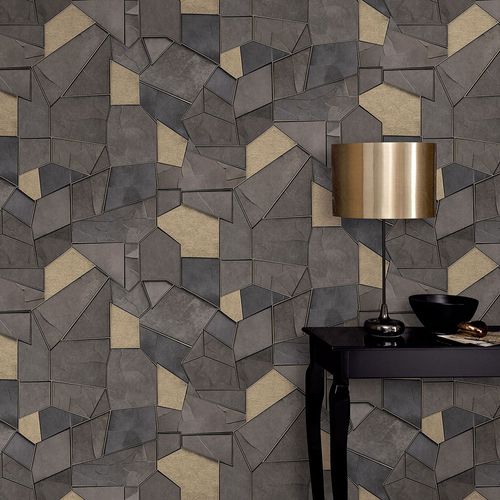 Non-woven wallpaper Elle tiles Gold Metallic 10445-37