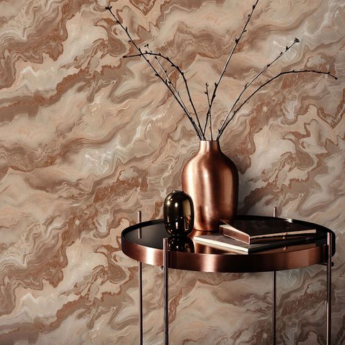 Non-woven wallpaper Elle marble brown copper 10447-13