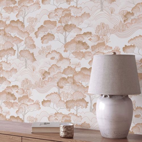 Non-woven wallpaper Elle forest orange glitter 10448-13