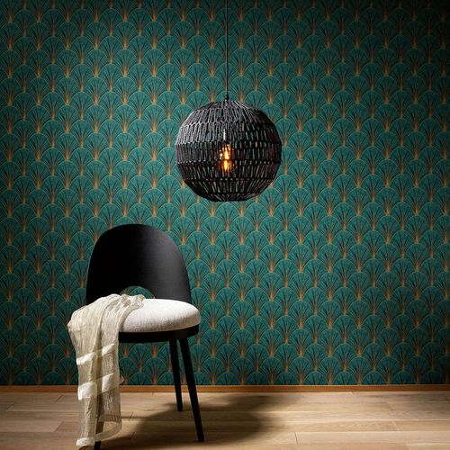 Non-woven wallpaper Elle Art Deco Green Gold 10451-19