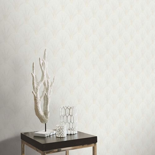 Non-woven wallpaper Elle Art Deco white glitter 10451-31