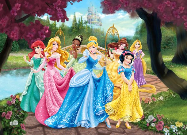 XXL Poster Wall mural wallpaper Disney Princess Castle park 160 cm x 115 cm / 1.75 yd x 1.26 yd / 1.75 yd x 1.26 yd