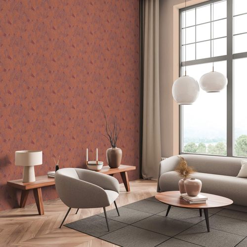 Non-woven wallpaper Daniel Hechter leaves orange bronze