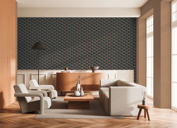 Wallpaper Daniel Hechter Retro Petrol Bronze