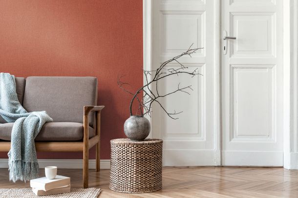 Wallpaper Daniel Hechter uni textile look red orange