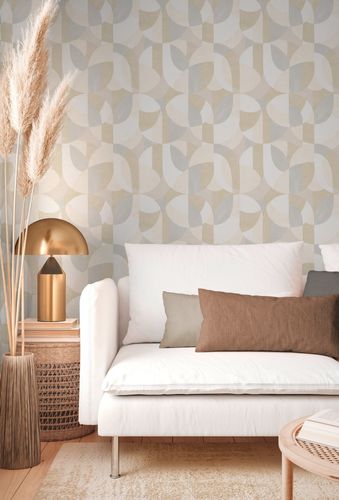 Non-woven wallpaper graphic motif cream beige grey 39932-4