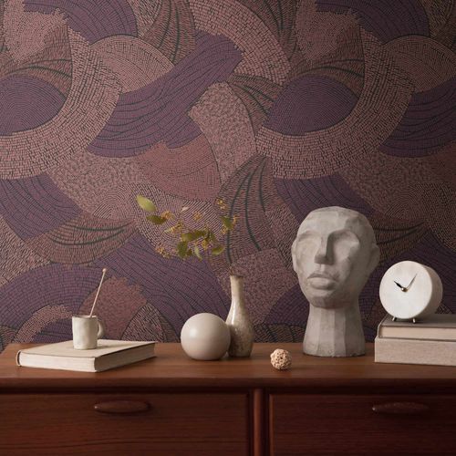 Non-woven wallpaper graphic red purple black 39935-2