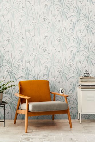 Non-woven wallpaper floral grey blue metallic 39936-3