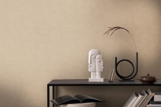 Non-woven wallpaper plain mottled modern beige 39938-6