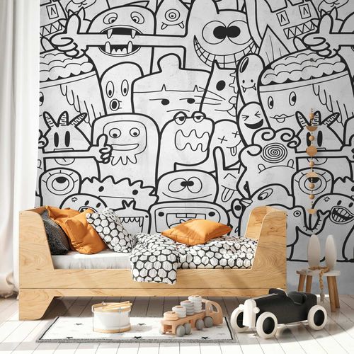 Photo Wallpaper Comic Figures Monsters grey Black 39826-1