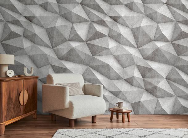 Photo wallpaper concrete look geometric grey 39844-1