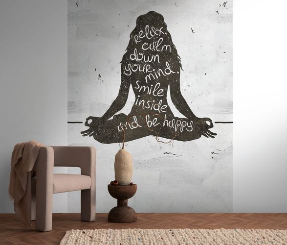 Photo wallpaper concrete look yoga grey black 39856-1