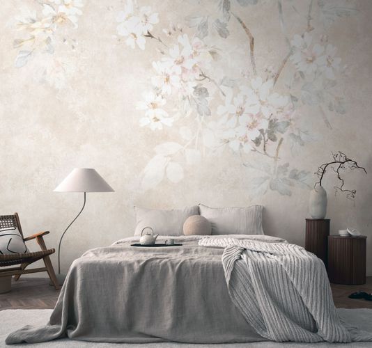 Photo wallpaper floral concrete look beige cream 39919-1