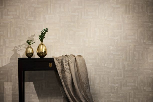 Non-woven wallpaper used look beige cream 78204-1