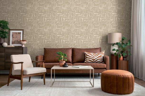 Non-woven wallpaper used look brown grey 78204-2