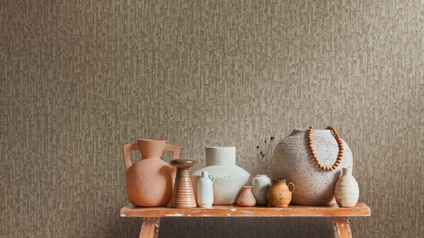 Non-woven wallpaper stone look beige grey metallic 78666-3