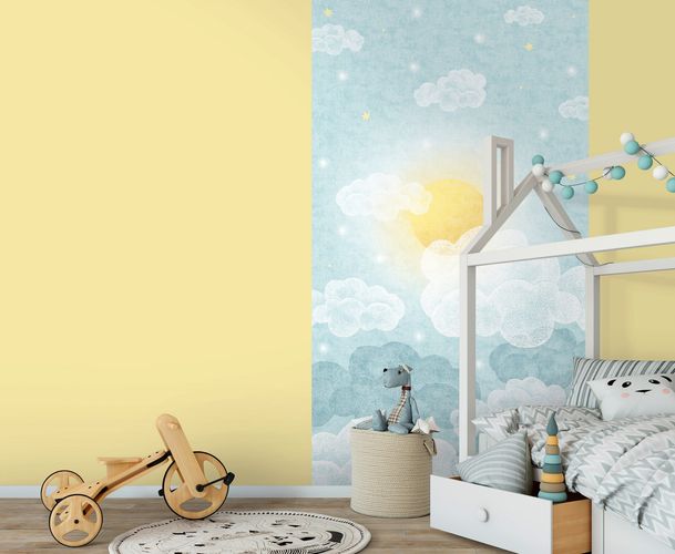 Non-woven wallpaper kids sky moon blue yellow 77064-1