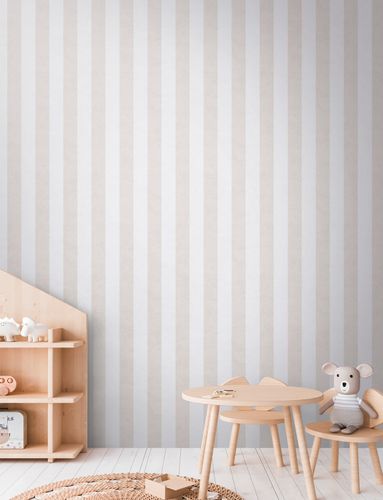 Non-woven wallpaper kids stripes beige cream 77078-1