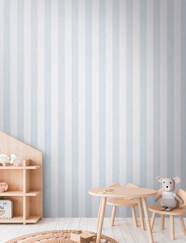 Non-woven wallpaper kids stripes blue cream 77078-4