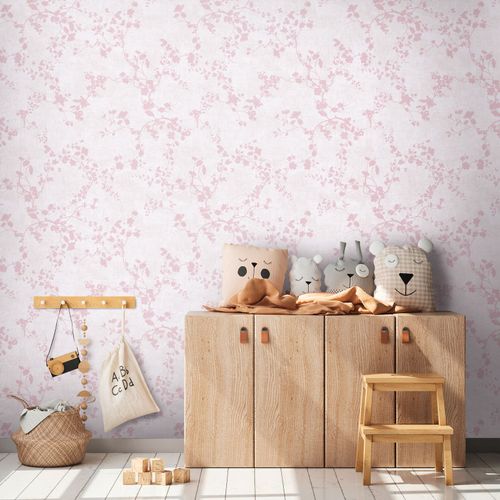 Non-woven wallpaper kids floral branches pink 77079-1