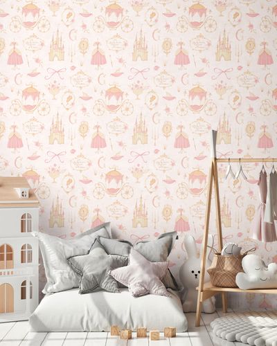 Non-woven wallpaper kids princess cream pink 77130-1