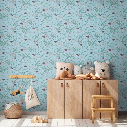 Non-woven wallpaper kids mermaid pond blue green 77146-1